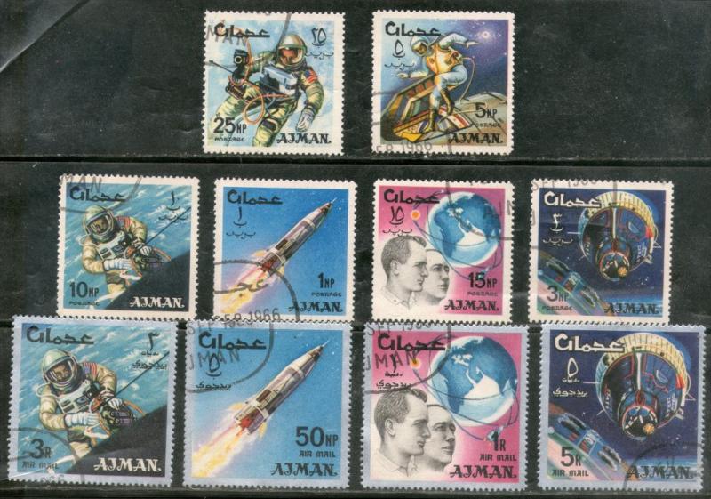Ajman 1966 Space Shuttle Astronauts Satellite 10v Cancelled # 12801A