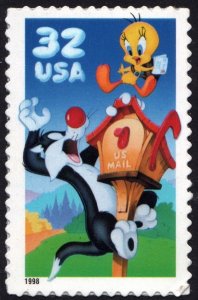 SC#3204 32¢ Sylvester & Tweety Single (1998) SA