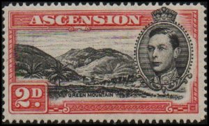 Ascension 43C - Mint-H - 2p Green Mountain (red, perf 14) (1949) (cv $0.90)