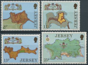 Jersey 1980 MNH Maps on Stamps Jersey Fortresses Cartography Architecture 4v Set