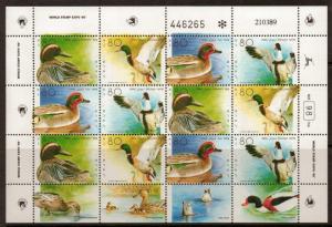 ISRAEL SG1076/79 1989 DUCKS SHEETLET MNH