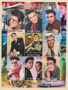 Thematic stamps St Thomas & Prince 2005 Elvis Presley 9v sheet used