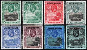 Ascension Scott 1-7, 9 (1922) Mint H VF, CV $259.00