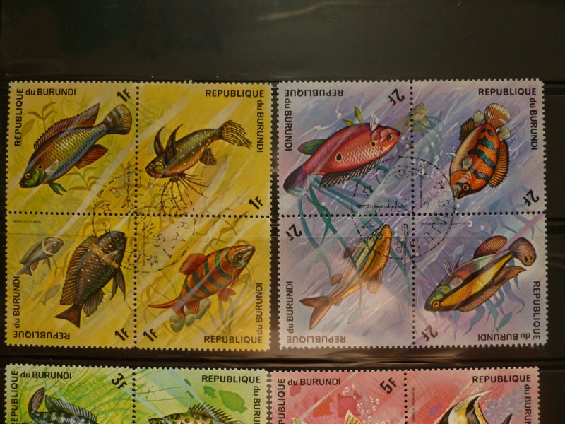 1974 Burundi SC #449-454 ,#C207-212 Fish Gold+Black font #11