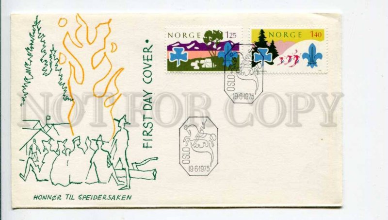 293182 NORWAY 1975 year First Day COVER Oslo Honnor til Speidersaken SCOUTS