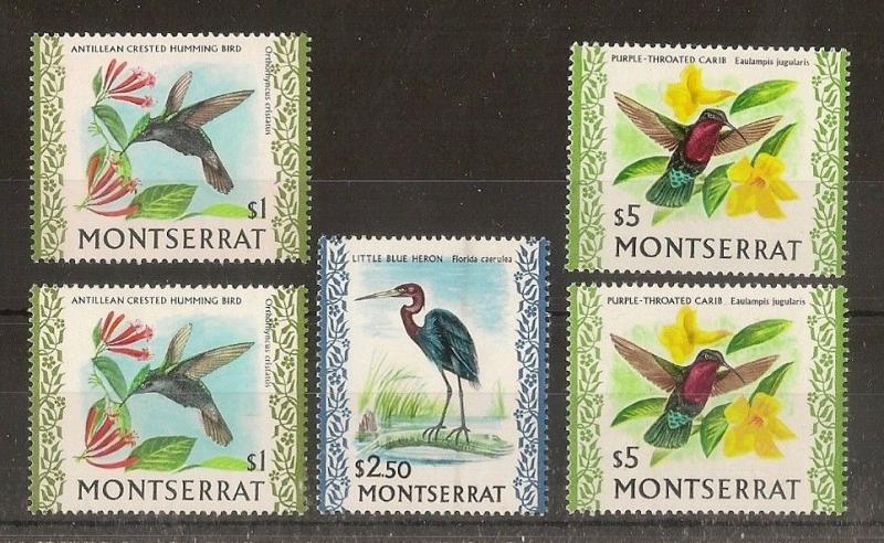 Montserrat 1970 Birds Glazed Paper MNH Cat£50