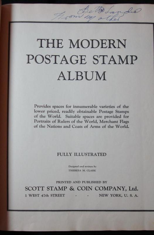 Used 1935 Scott Modern Postage Stamp Album W/OUT stamps. L10