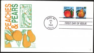 USA 1995 Mi.Nr. 2605/6 Fruits Peaches and Pear pair FDC