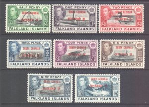 Falkland Islands Deps Scott 3L1/3L8 - SG B1/B8, 1944 George VI Set MH*