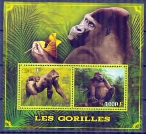 Ivory Coast 2013 Animals Gorillas Sheet MNH