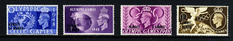 KUWAIT KG VI 1948 The Olympics Set Overprinted KUWAIT SG 76 to SG 79 MINT