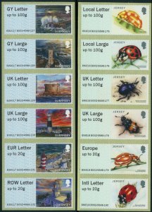 Guernsey #B2GG17 Bailiwick Lighthouses Jersey #B9JE16 Beetles Postage Strips MNH