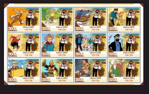 Stamps. Comics, TinTin 2023 year,  1 sheet  perforated NEW