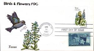 #1995 Texas Birds - Flowers Combo Slyter FDC