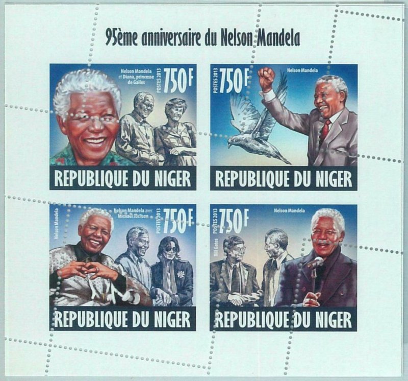 M1507 - NIGER - ERROR, 2013 MISSPERF SHEET: Mandela, Princess Diana, M. Jackson