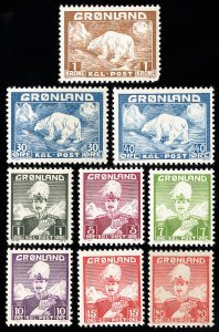 Greenland Stamps # 1-9 MNH VF Scott Value $90.00