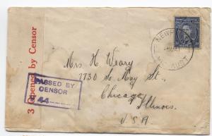 1941 Australia to US censored cover 3d George VI [y1720]