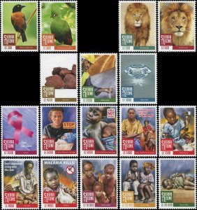 Sierra Leone 2016 Sc 3747-3763 Bird Weaver Turaco Lion Ore HIV Malraia CV $51.50