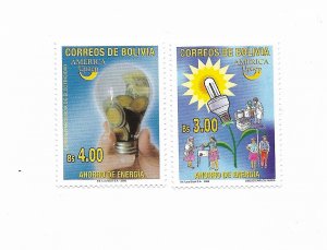 BOLIVIA 2006 AMERICA UPAEP SAVING ENERGY SET OF 2 VALUES MINT NEVER HINGED