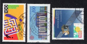 Germany 1990 100pf Competition, 1991 Europa, Scott 1597, 1602, 1643 used