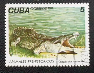 CUBA Sc# 2543  PREHISTORIC ANIMALS dinosaurs CROCODILE 5c  1982  used cto