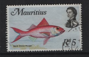 Mauritius  #355  used   1969  marine life  5r