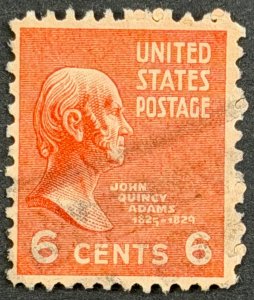 USA SC#811, 1938, 6c red orange, John Quincy Adams, Used, F