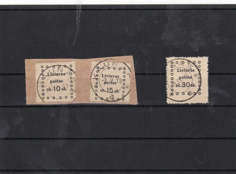 lithuania 1919 used + cancelled on piece stamps ref 7463