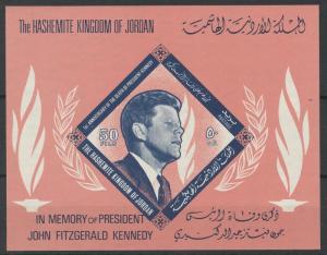 JORDAN 1965 KENNEDY 50F MINATURE SHEET MNH **