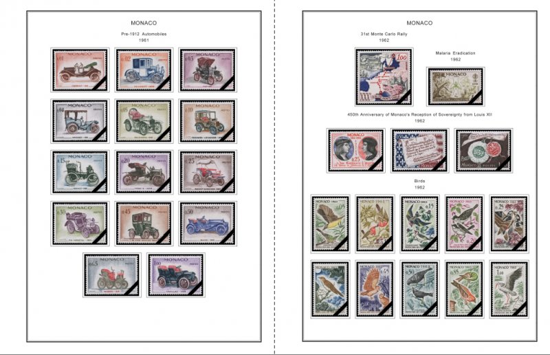 COLOR PRINTED MONACO 1885-2010 STAMP ALBUM PAGES (346 illustrated pages)