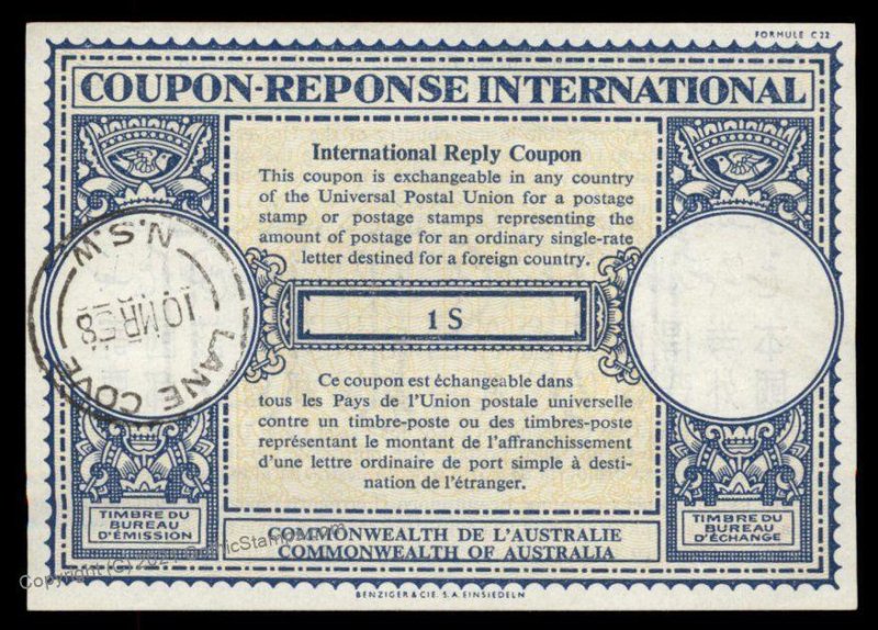 Australia International Reply Coupon IRC Post Office G98952