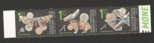 BOSNIA SERBIA - STRIP OF 3 STAMPS - MONEY & COINS ON STAMP - 2023.