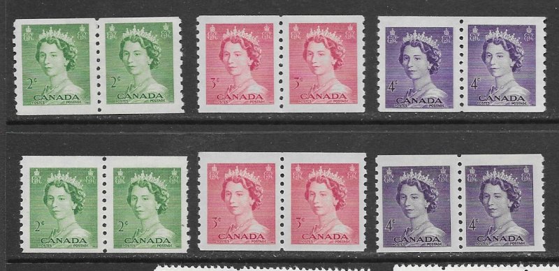 Canada 331-3 MNH coil pairs x 2,  vf see desc. 2020 CV$26.00++