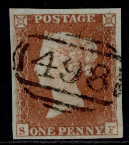 GB QV SG8, 1d red-brown, USED. Cat £35. SF 