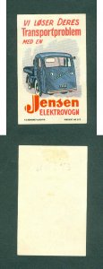 Denmark. Poster Stamp  +_1942. Jensen Elektrocar.You Transportproblem Solved