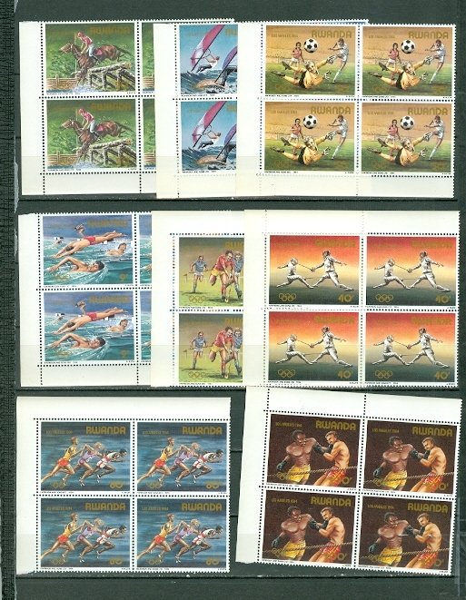 RWANDA 1985 OLYMPICS #1191-98...SET CORNER BLKS...MNH...$62.00