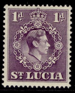 ST. LUCIA GVI SG129, 1d violet, LH MINT. PERF 14½ x 14