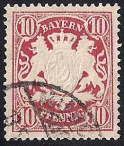 Bavaria #63 10 PF Coat of Arms Stamp used EGRADED VF 79