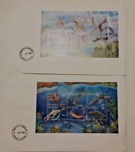 NICARAGUA 1999 DINOSAURS PREHISTORIC FAUNA 2 MS ON 2 FIRST DAY COVERS