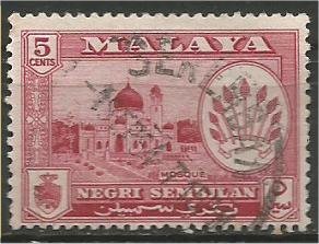 NEGRI SEMBILAN, 1957 used  5c Arms of Negri Sembilan Scott 67