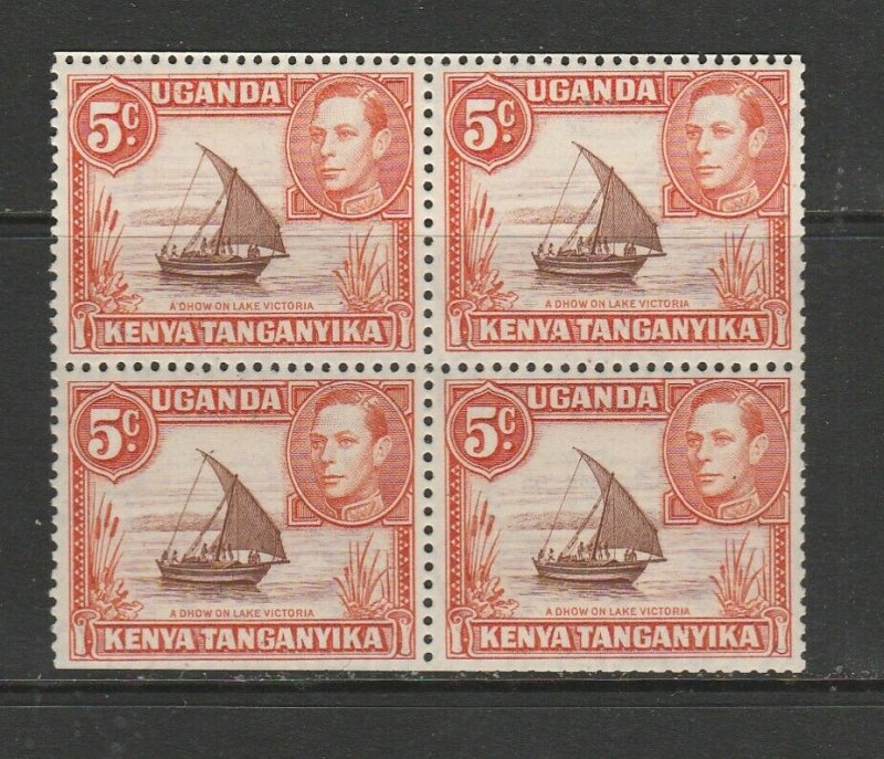 KUT GV1 1938/54 5c Brown & Orange P13 x 12.5 Booklet pane of 4 UM/MNH SG 133a