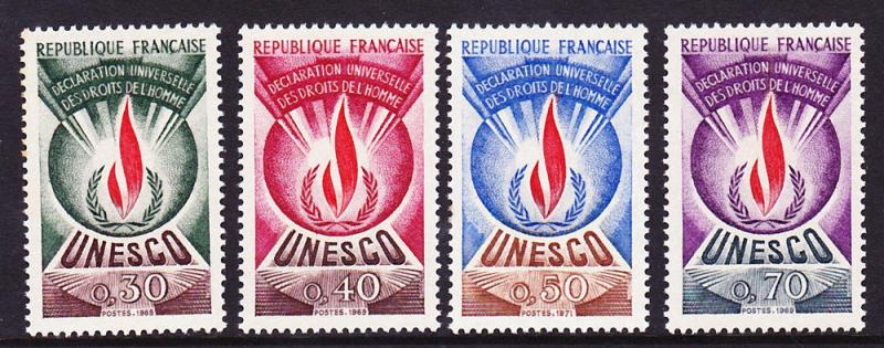 France 1969-71 UNESCO Scott (2O9-O12) MNH