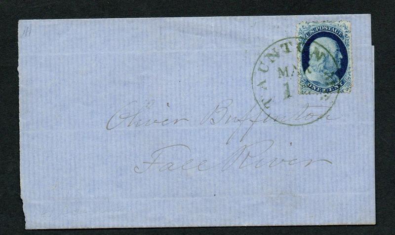 US Scott #20 on Cover With Nice Green Taunton MA CDS Cancel !