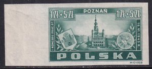 Poland  1945 Sc B40a Postal Workers Convention Poznan City Hall IMP Stamp MNH