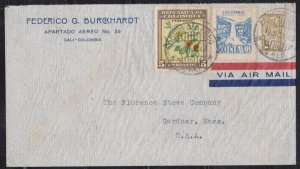 COLOMBIA - 1948 AIR MAIL ENVELOPE TO USA WITH STAMPS