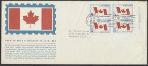 1965 #439 Canadian Flag FDC Plate Block French Schering Cachet Ottawa