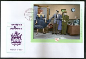 Antigua & Barbuda 2001 I Love Lucy Cinema Film Sc 2462 M/s on FDC # 9447