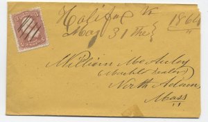1864 Halifax VT #65 cover manuscript postmark [h.4767]