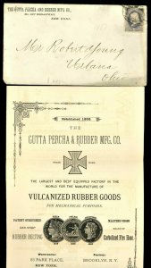 1882 GUTTA PERCHA & RUBBER  Cover & Advertising Enclosure New York