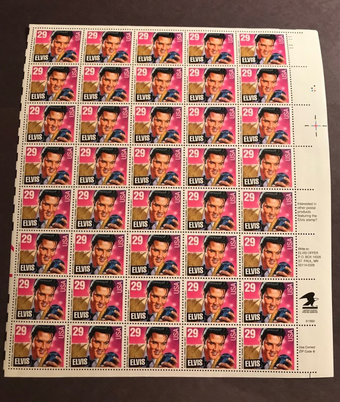 Elvis Presley the King of Rock n Roll -  Full Sheet MNH (40) 29c Scott#2721